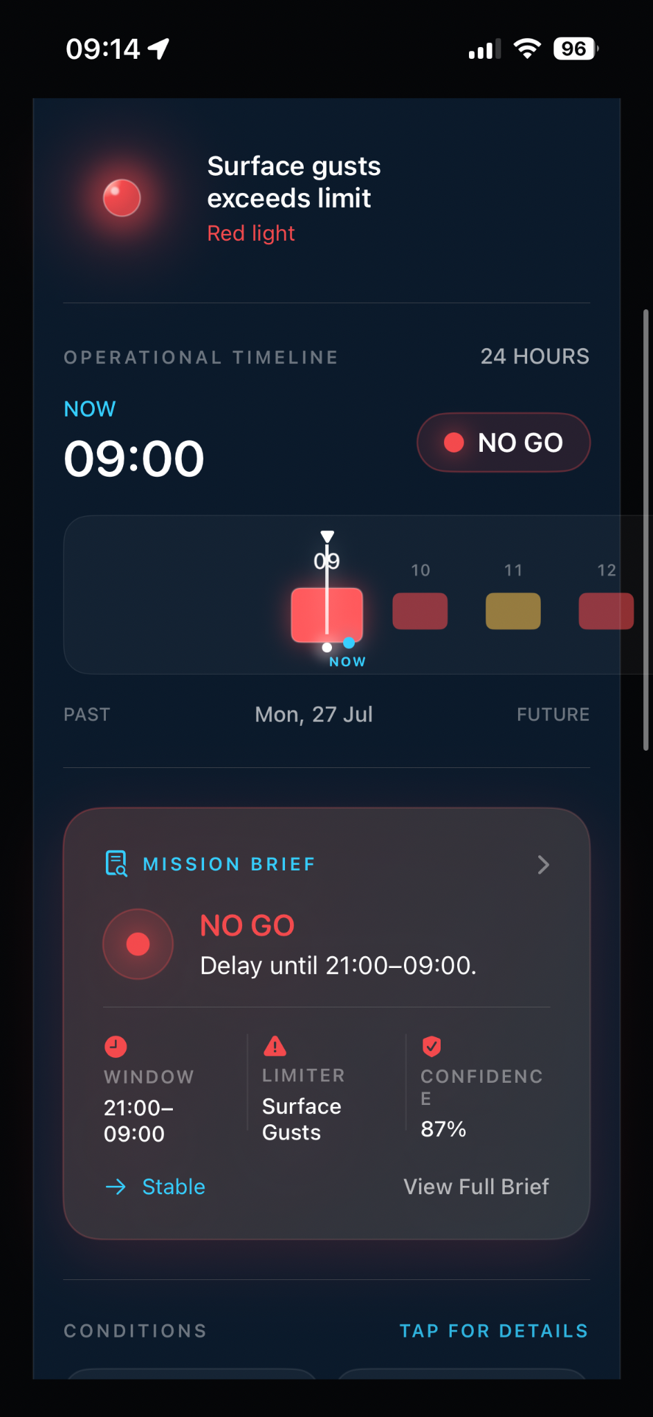 Offshore Fly app screen